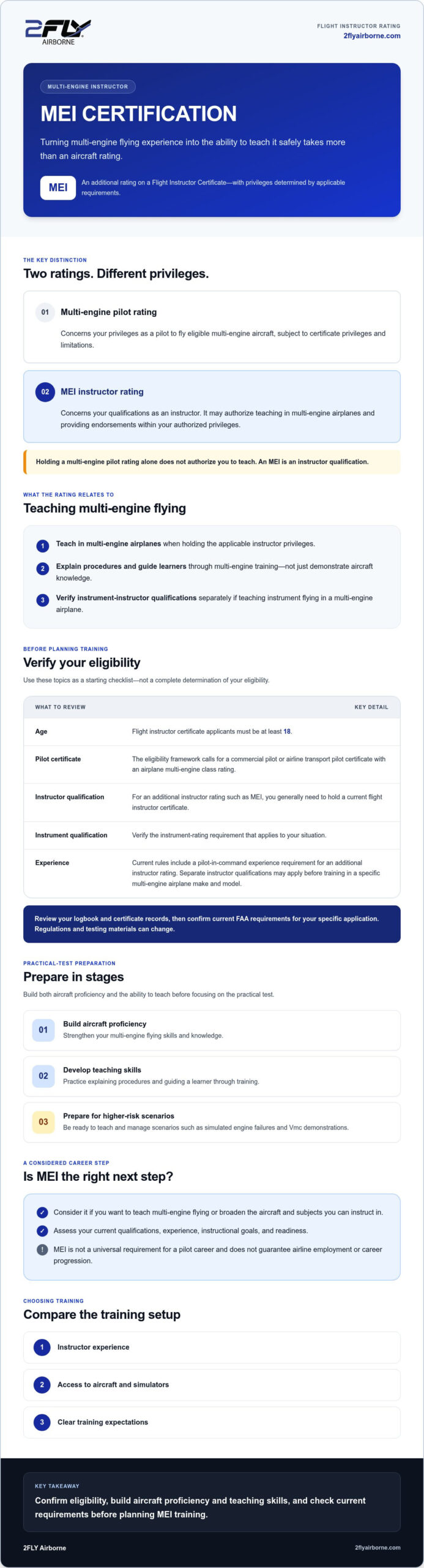 Multi-Engine Flight Instructor (MEI) Certification: FAA Requirements and Training